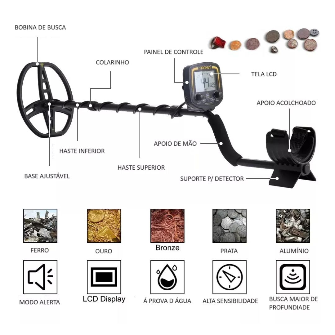 Detector de Metais Tianxun TX-850 | Ouro, Prata, Cobre e Metais Preciosos | Original com NF