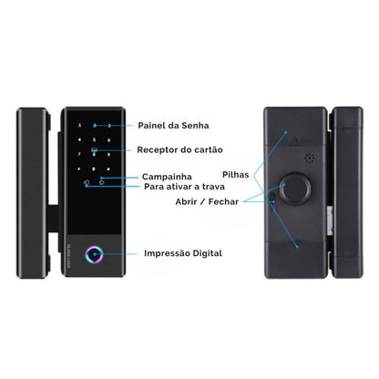 FECHADURA DIGITAL GT PRO | Porta de Vidro - Bater ou Correr - Idealtech
