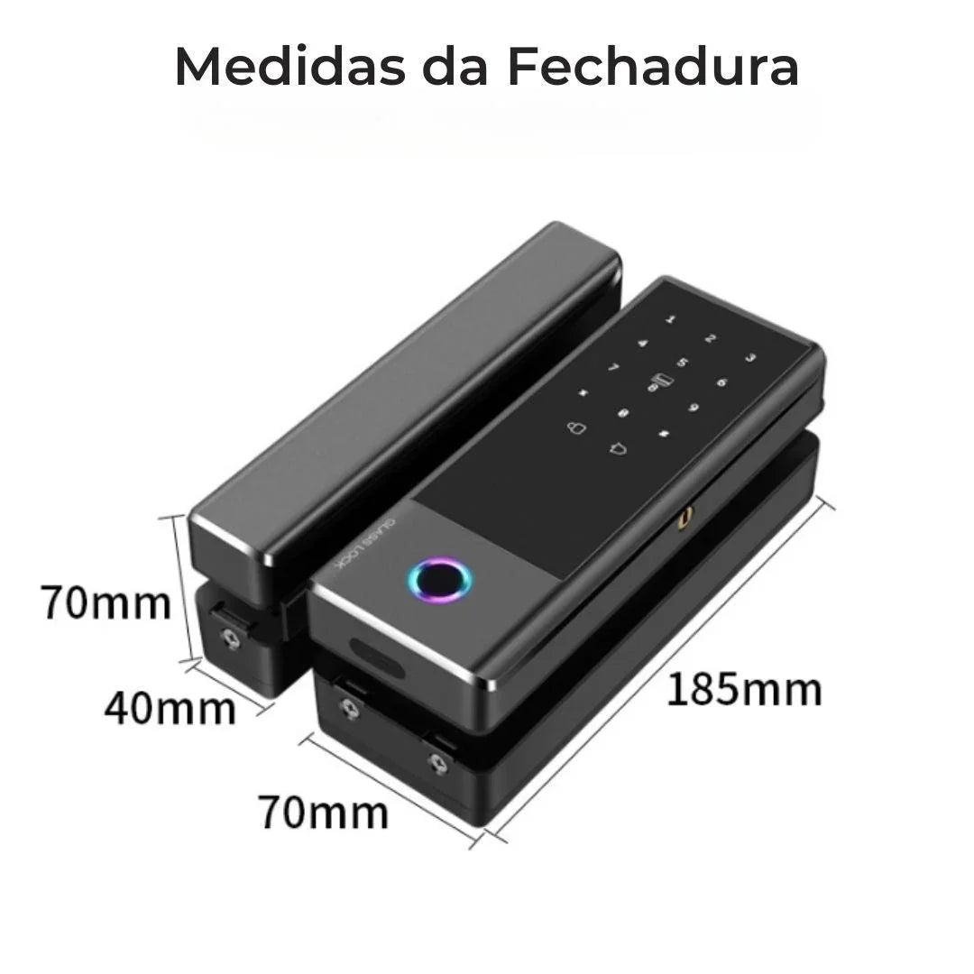 FECHADURA DIGITAL GT PRO | Porta de Vidro - Bater ou Correr - Idealtech